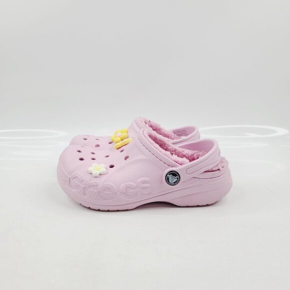 Crocs Girl's Pink Classic Lined Studs Slip-On Adjustable Casual Clogs Size 13 - Picture 2 of 7